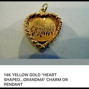 14K Solid Gold #1 Grandma Pendant or Charm